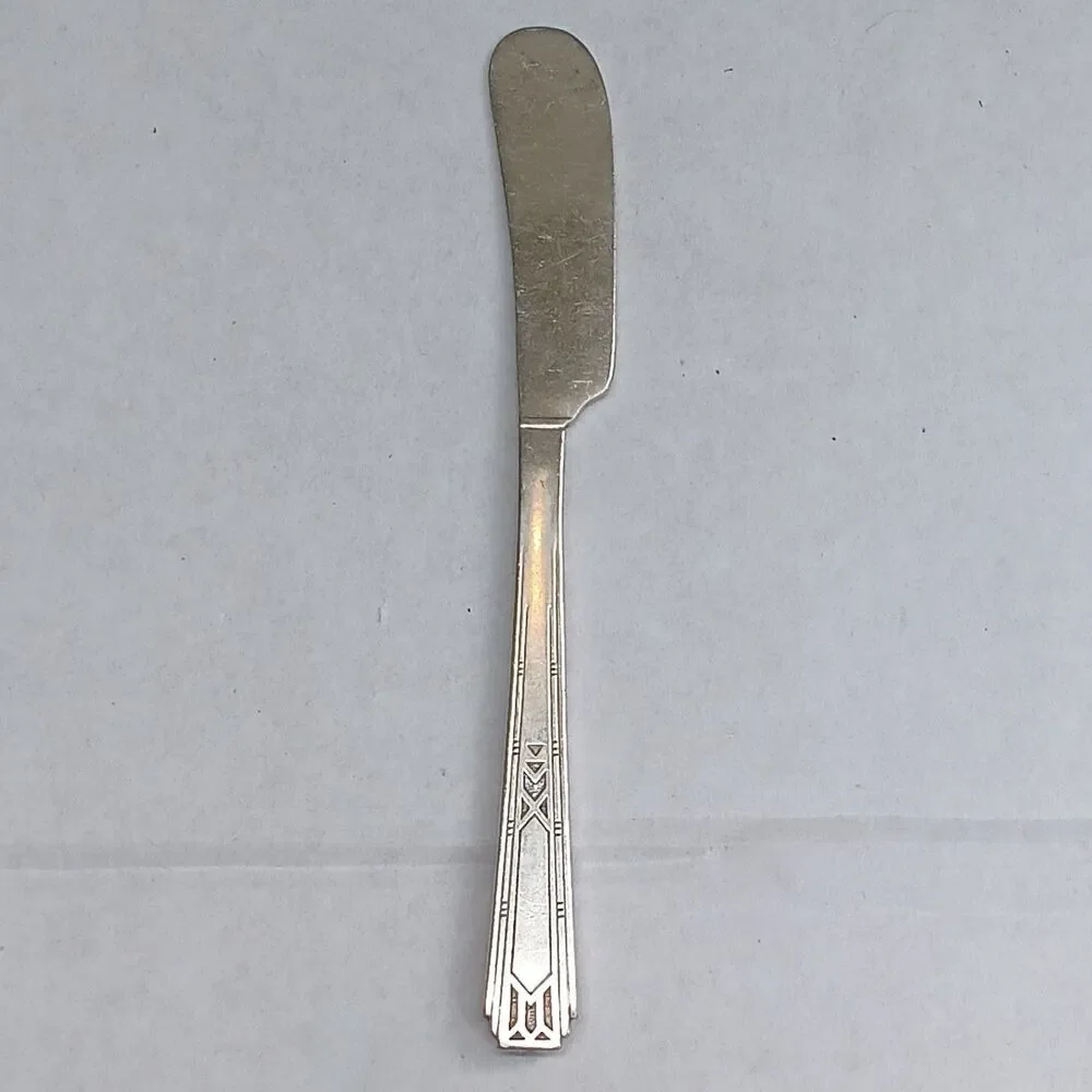 Vtg Oneida Community Friendship Medality Flat Handle Butter Spreader-Tudor Plate